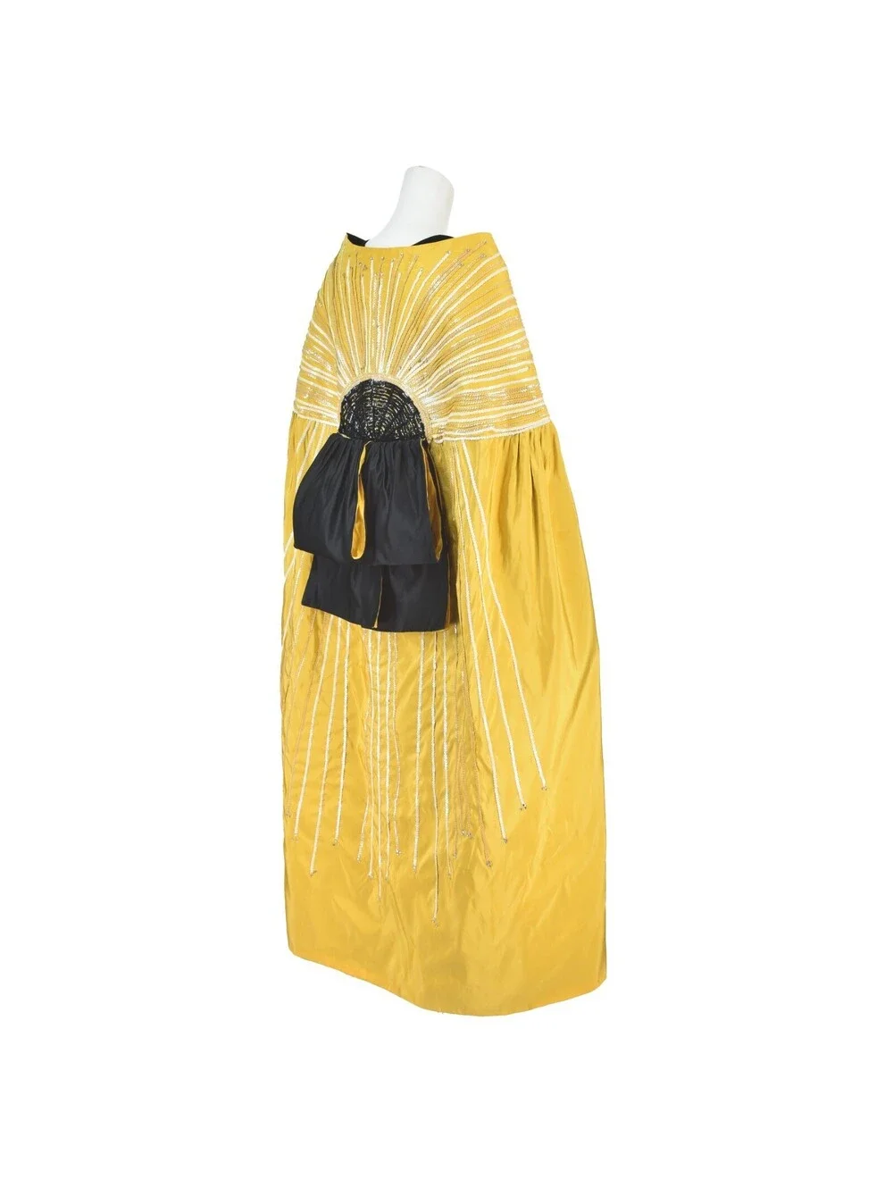 LEE MENICHETTI Golden Yellow Silk Faille Cloak with Black Silk Lining OS